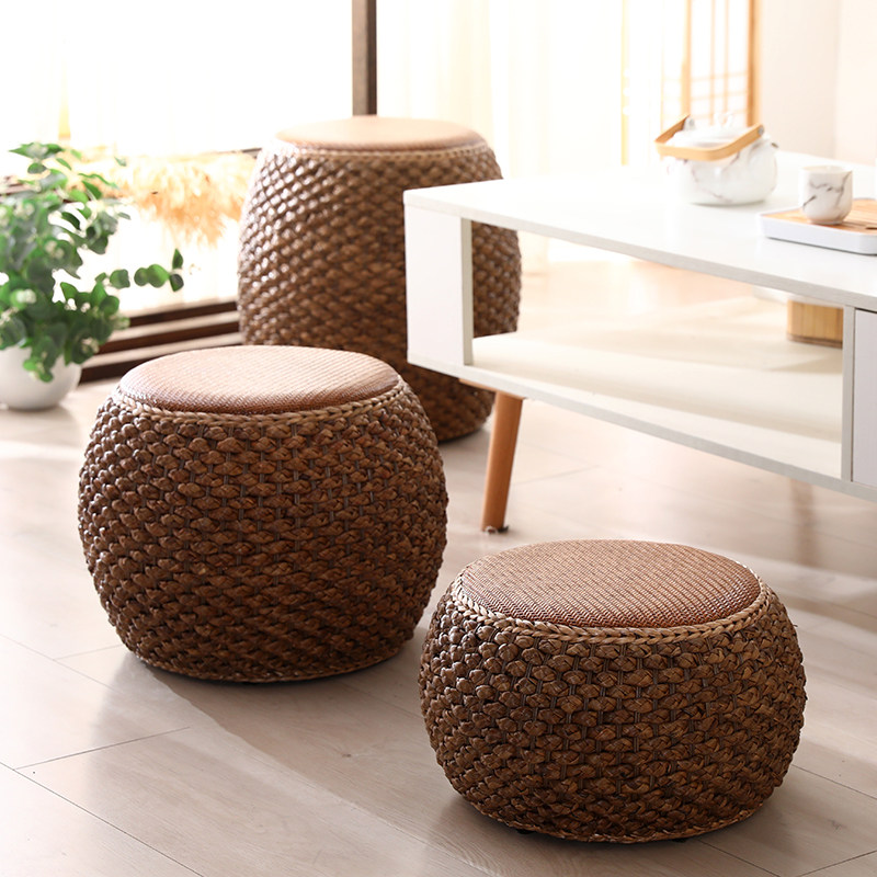 藤编矮凳创意圆凳手工草编坐墩沙发茶几凳子家用客厅卧室实木板凳,住宅家具,矮凳,淘宝优惠券,粉丝福利购,淘宝优惠卷
