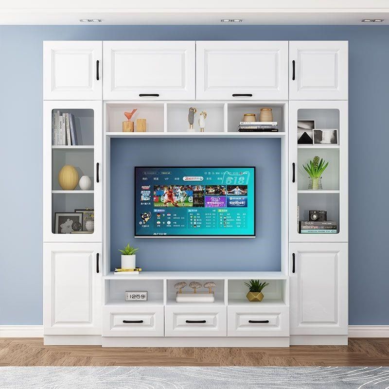 定制实木电视柜背景墙柜简约现代客厅一体电视柜电视背景墙组合,住宅家具,电视柜,淘宝优惠券,粉丝福利购,淘宝优惠卷