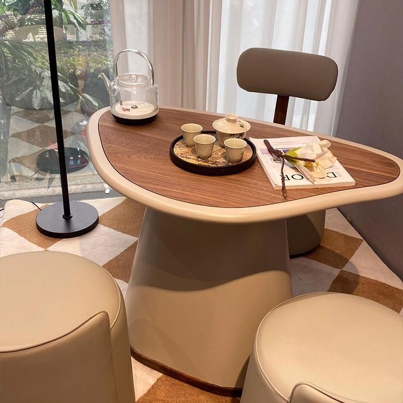 新中式阳台茶桌椅奶油风小型家用迷你茶台现代简约蘑菇型泡茶桌