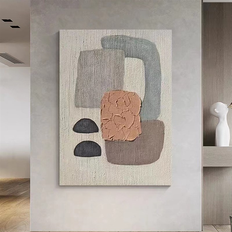 纯手绘无框装饰画现代简约客厅玄关落地挂画立体肌理抽象色块油画图片