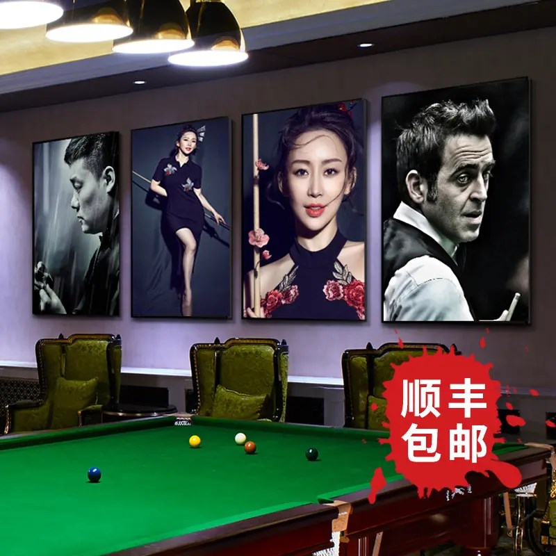 台球厅装饰画潘晓婷海报桌球室台球室文化背景墙画斯诺克明星挂画