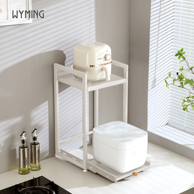 厨房抽拉置物架层高可调节烤箱微波炉一体式双层置物架桌面收纳架