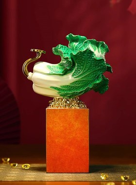 威弗列德全铜白菜摆件招财客厅玄关桌面装饰百财聚开业礼品工艺品