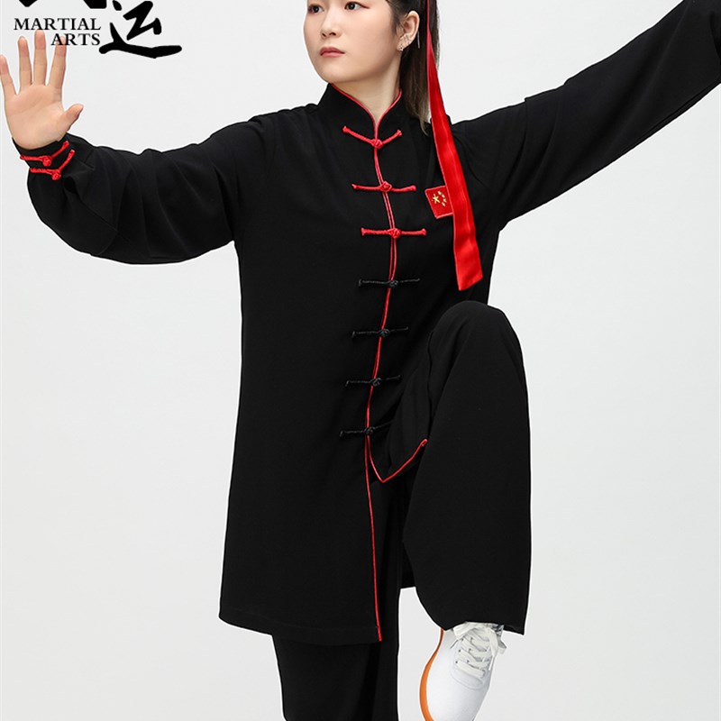 武运太极服女春秋刺绣飘逸表演武术训练服太极拳练功服套装男