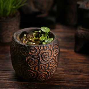 古典中国风仿古祥云瓦当菖蒲米竹异形艺术花盆花器烟灰缸造景