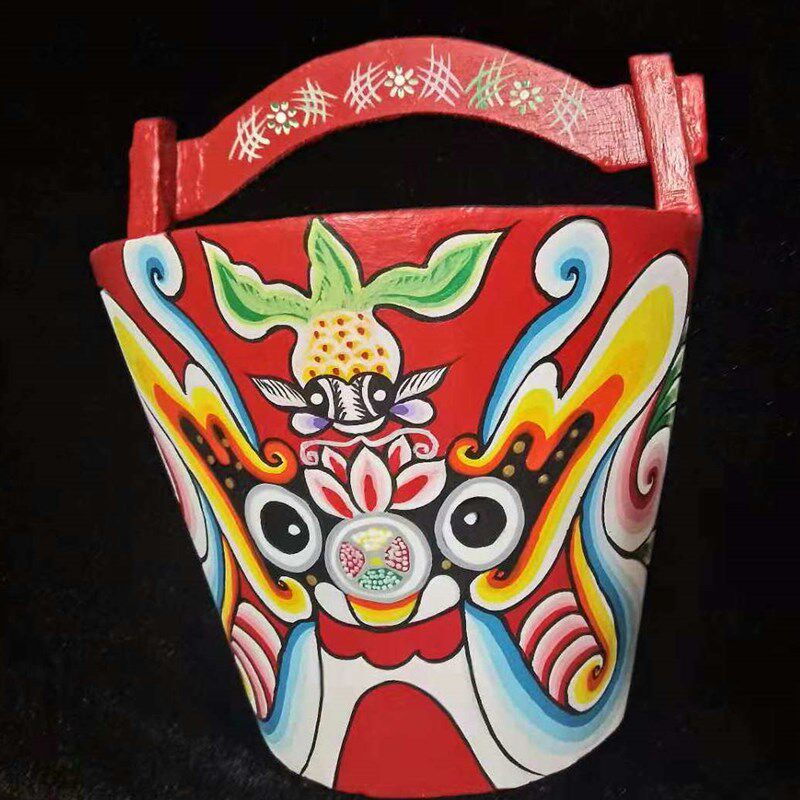 彩绘木桶脸谱儿童幼儿园客厅装饰挂件送友人