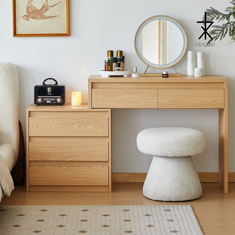 三又木梳妆台日式简约小户型转角桌斗柜一体卧室床头柜收纳柜,住宅家具,梳妆台/桌,淘宝优惠券,粉丝福利购,淘宝优惠卷