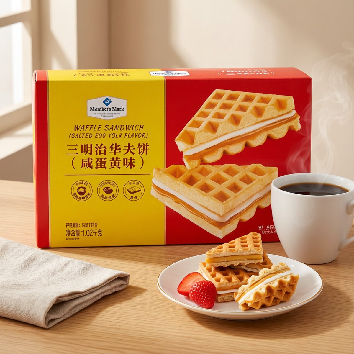 山姆三明治华夫饼咸蛋黄味独立小包装零食早餐糕点下午茶蛋糕面包