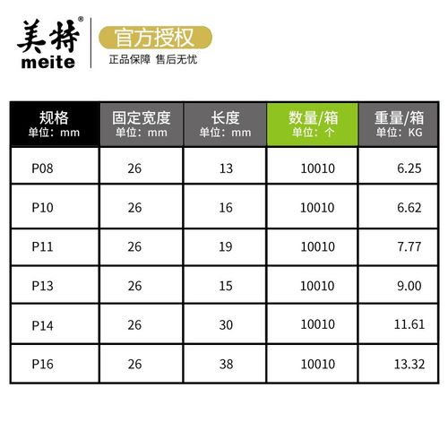 美特PW2638气动大码钉枪配套P钉p8p10p11p宽码钉拼接木板u型钉