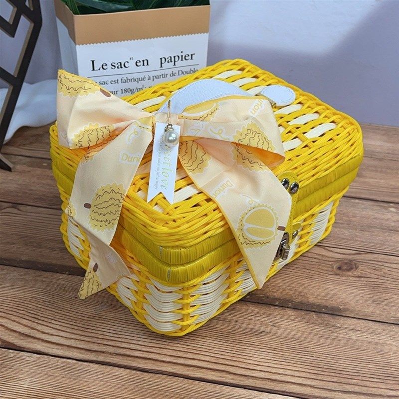 六一儿童节礼物编织空篮子生日礼物包装宝宝满月伴手礼藤篮空礼盒