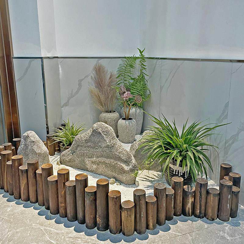 碳化色木栅栏花坛围篱落