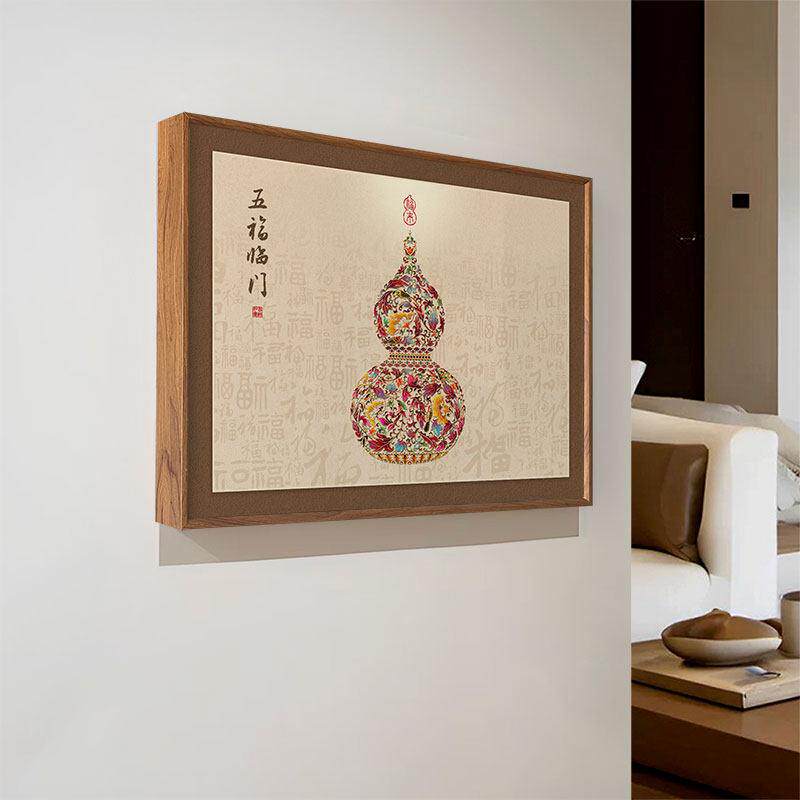 新中式电表箱装饰画福禄