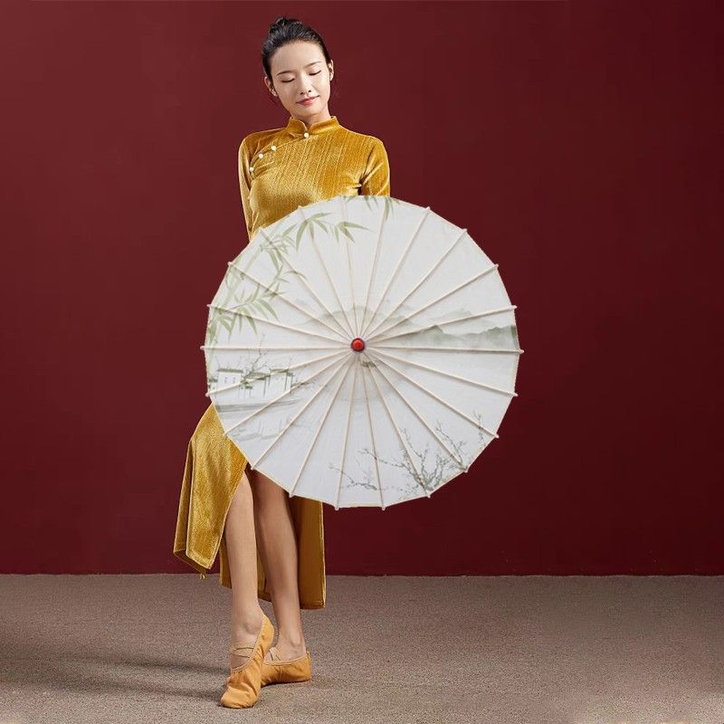 古风油纸伞舞蹈演出伞古典旗袍伞淡雅水墨中国风装饰伞绿竹梅花