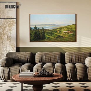 新品 《博登湖》欧式复古客厅沙发背景装饰画餐厅玄关挂画油画