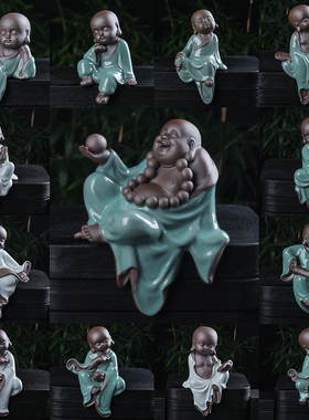 陶瓷大号哥窑官窑人物摆件流水器装饰品花宠茶宠送礼佳品