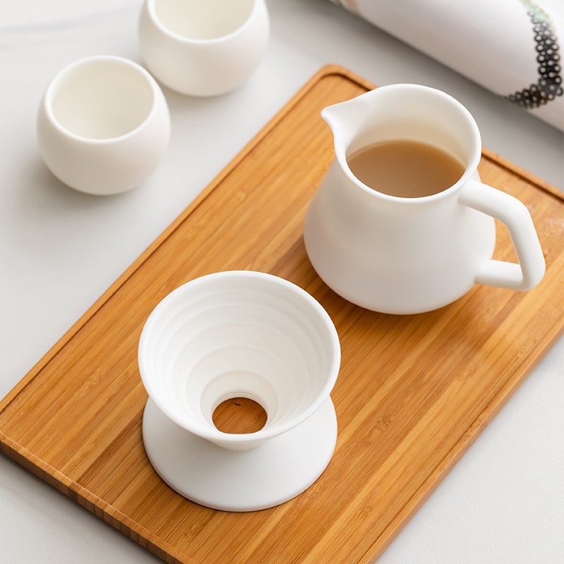 羊脂玉瓷咖啡套装咖啡滤杯滴漏壶V60咖啡过滤器家用手冲分享壶具