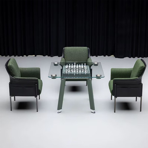 意式轻奢钢化玻璃创意娱乐棋牌桌
