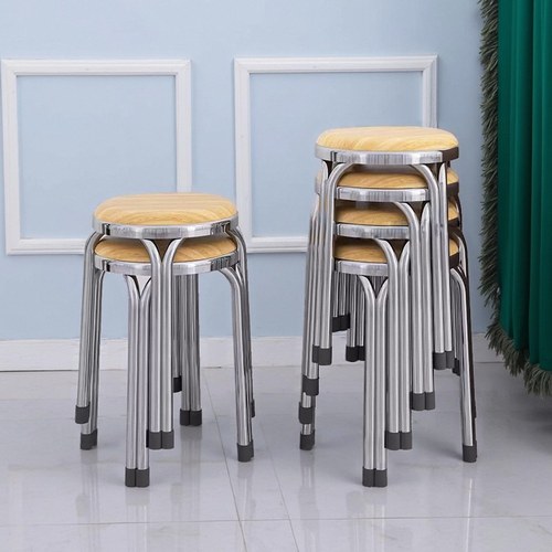 304不锈钢凳子家用可叠放轻奢高级感办公舒适久坐创意圆形舒适