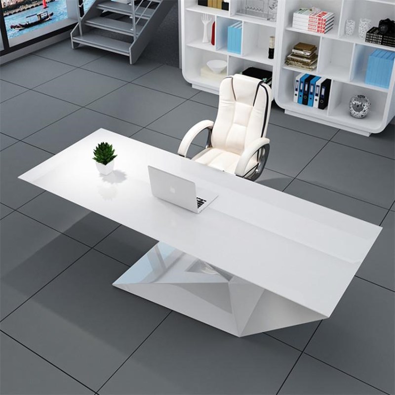 现代桌时尚DK26-08办公桌白色烤组漆老板简约总裁桌经理桌椅合主
