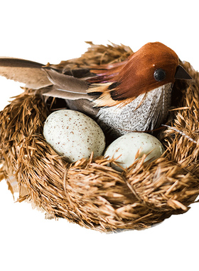 掬涵 装饰小鸟摆件 夹子 鸟巢鸟窝鸟蛋 羽毛鸟胸针