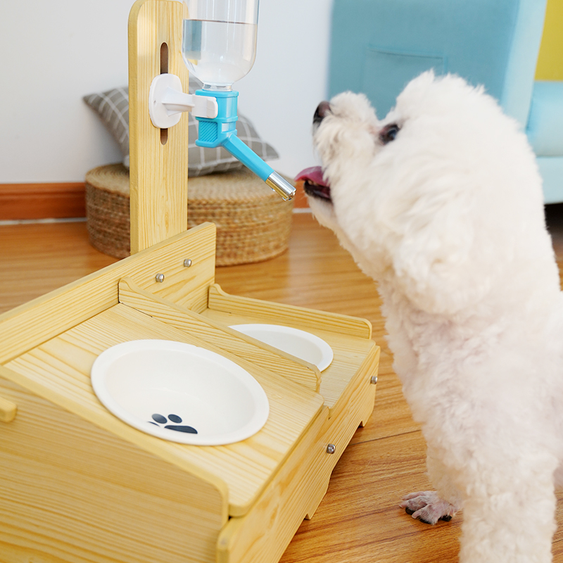 宠物喂食狗碗猫碗高脚狗盆小型犬大型犬陶瓷双碗不锈钢单碗防打翻