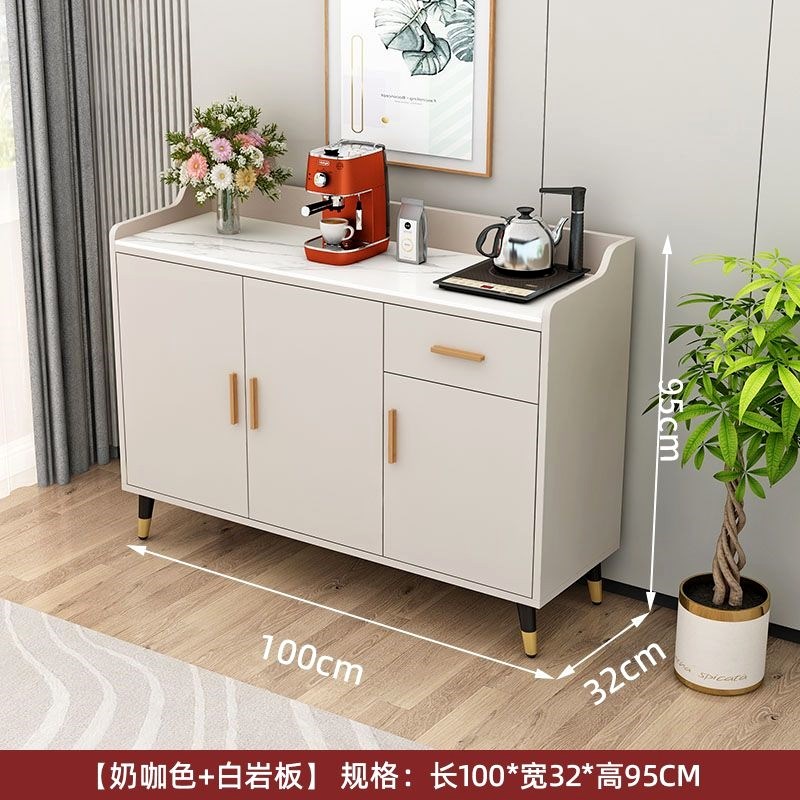 岩板餐边柜靠墙茶吧机柜子一体柜家用厨房储物现代简约茶水柜儿童