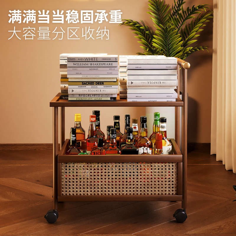 中古小推车家用沙发边几非实木茶几多功能小户型置物架多层收纳架