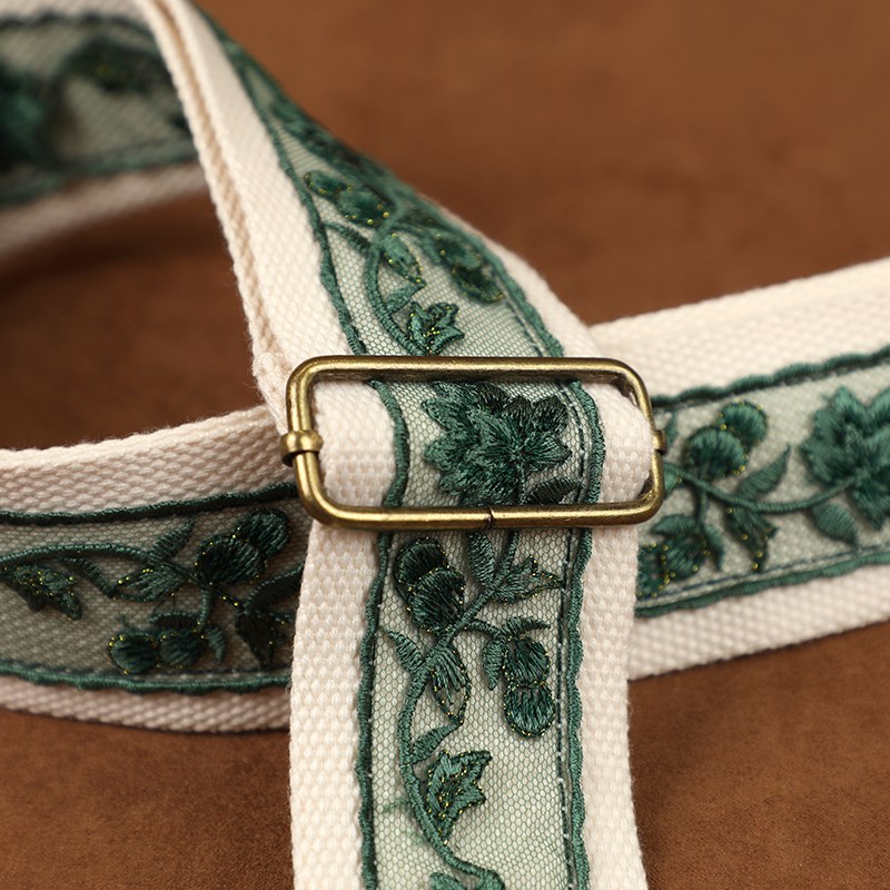 手工绿色蕾丝电吉他背带民谣吉他背带电贝司肩带贝斯带宽5cm通用