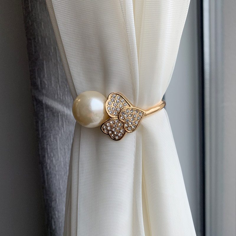 现代简约珍珠窗帘绑带金属弹簧夹子免打孔卧室客厅软装饰窗帘扣,居家布艺,窗帘绑带,淘宝优惠券,粉丝福利购,淘宝优惠卷