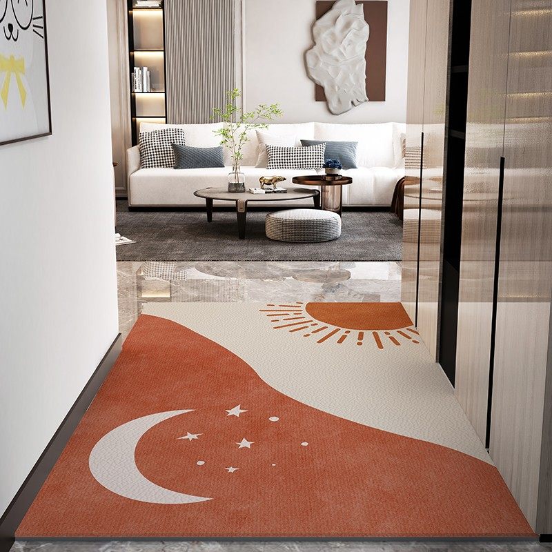 简约pvc皮革地垫日月同辉可裁剪可擦洗入户门垫进门口防滑地毯,居家布艺,家用脚垫,淘宝优惠券,粉丝福利购,淘宝优惠卷