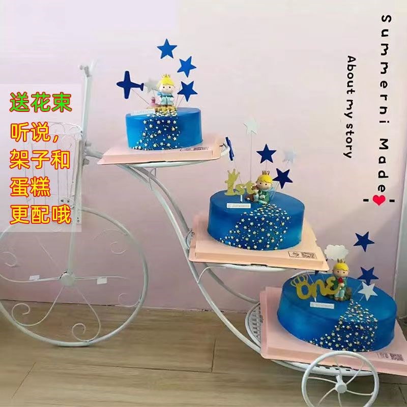 新款欧式创意铁艺蛋糕架自行车婚庆点架多层甜品展示台