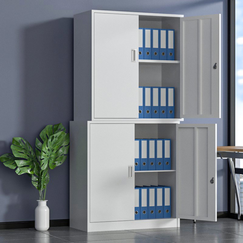 分体双节钢制铁皮文件柜办公室资料档案凭证储物书柜带锁工具矮柜