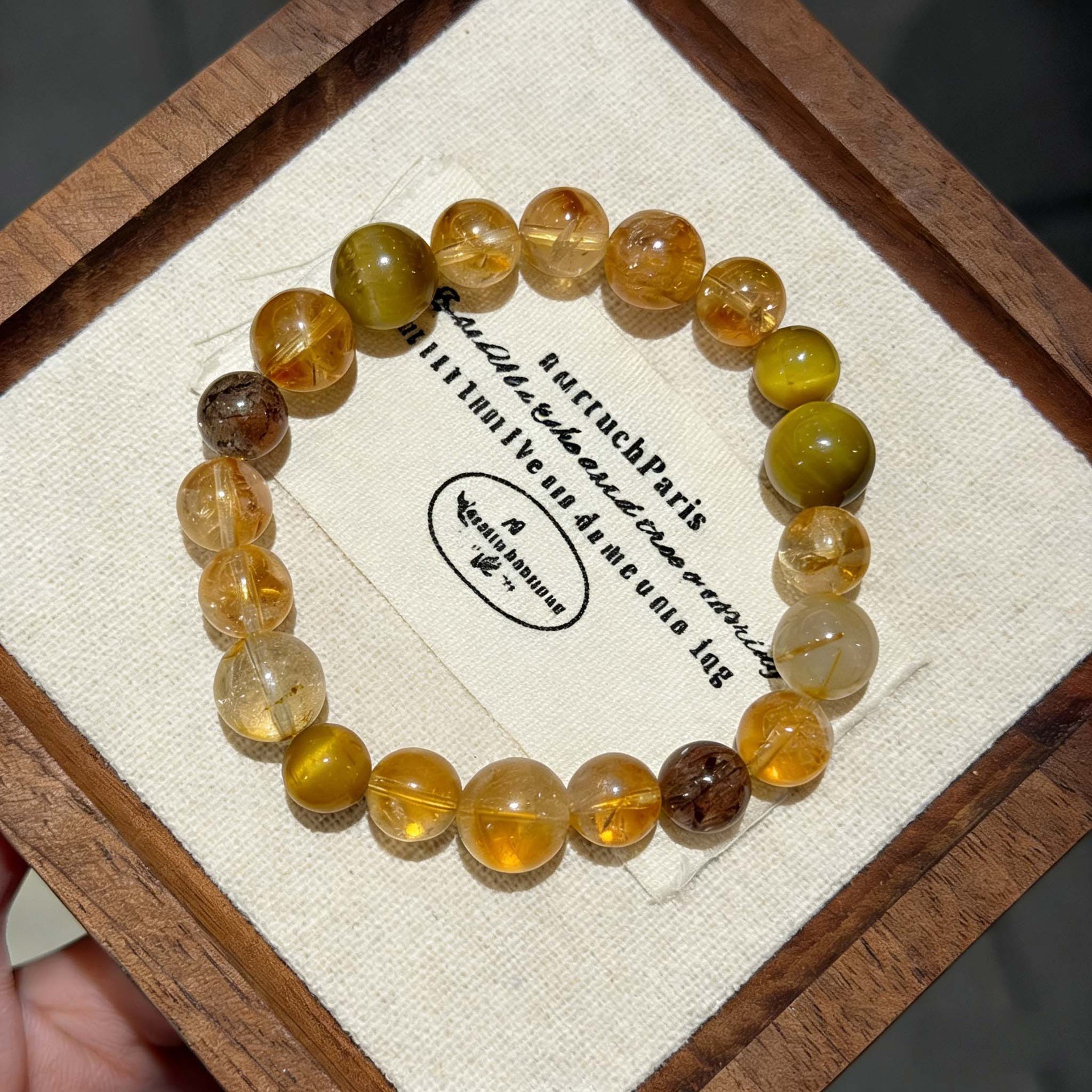 【财富自由】天然黄塔晶黑金超七金虎眼小众设计手串百搭新款手饰