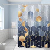 几何大理石浴室帘子防水挂帘干湿分离洗澡间隔断加重铅坠客拉帘