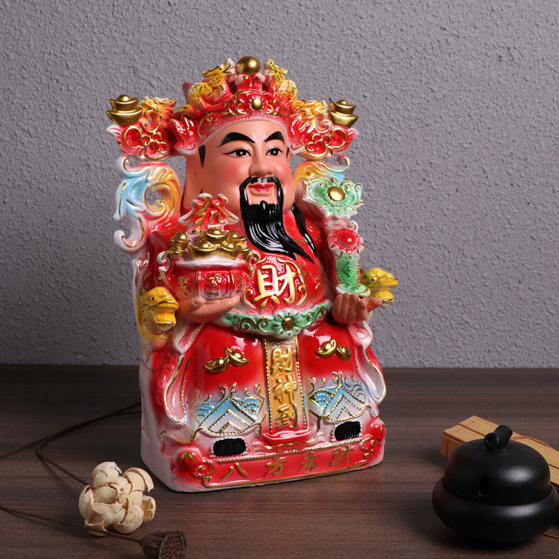 旗红陶瓷财神爷摆件文财神佛像招财神像家用店铺开业送礼品招财