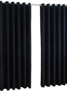 双面黑色全遮光窗帘布个性复古摄影遮阳防风保暖飘窗卧室窗帘成品