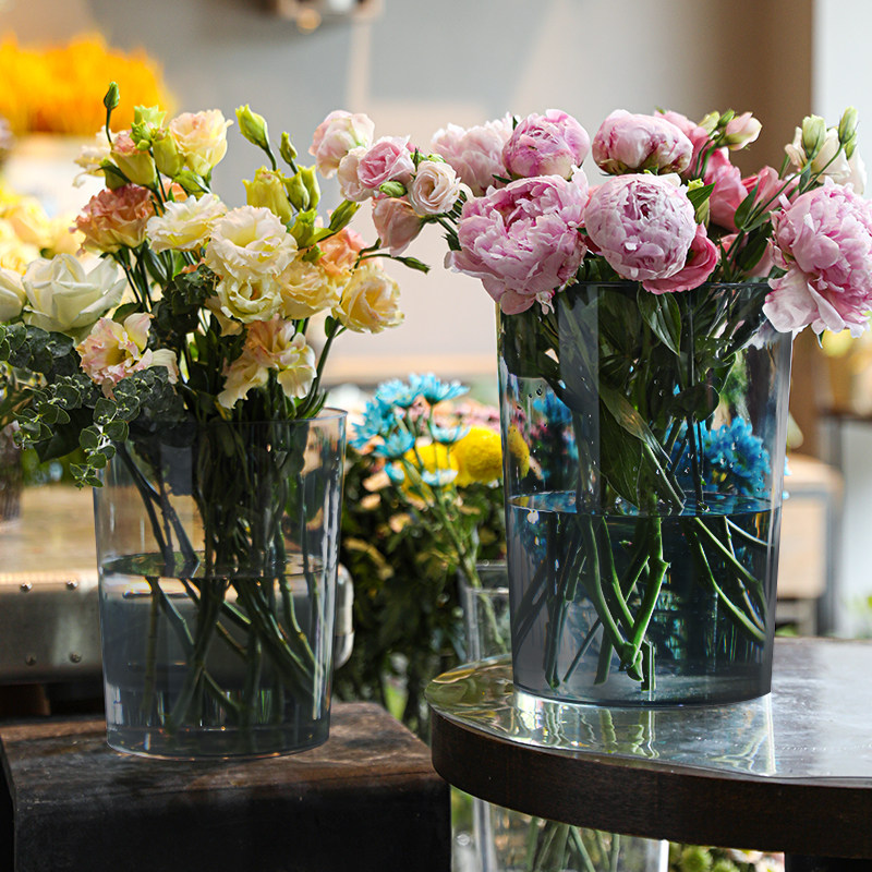 醒花桶家用法式深水专业花瓶鲜花养花插花花筒塑料亚克力花店专用,家居饰品,花桶,淘宝优惠券,粉丝福利购,淘宝优惠卷