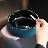 陶瓷烟灰缸个性 客厅轻奢办公室潮流可定制LOGO 烟缸大号家用中式