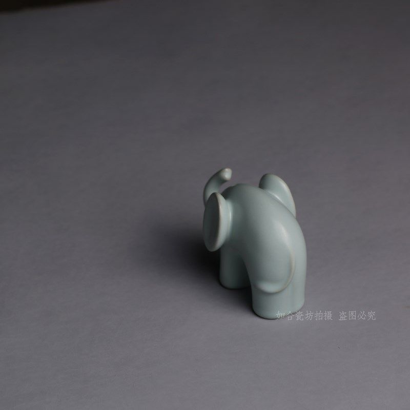 汝窑 开片《吉象》茶桌小茶宠小摆件茶玩陶瓷大象纸镇家居送礼,餐饮具,茶宠摆件,淘宝优惠券,粉丝福利购,淘宝优惠卷