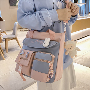 帆布包女斜挎包小学生手提袋补课包手拎包可爱初中生上课包单肩包