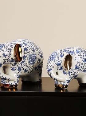 青花瓷高温陶瓷手工装饰摆客件厅桌面关玄电视柜乔迁送礼