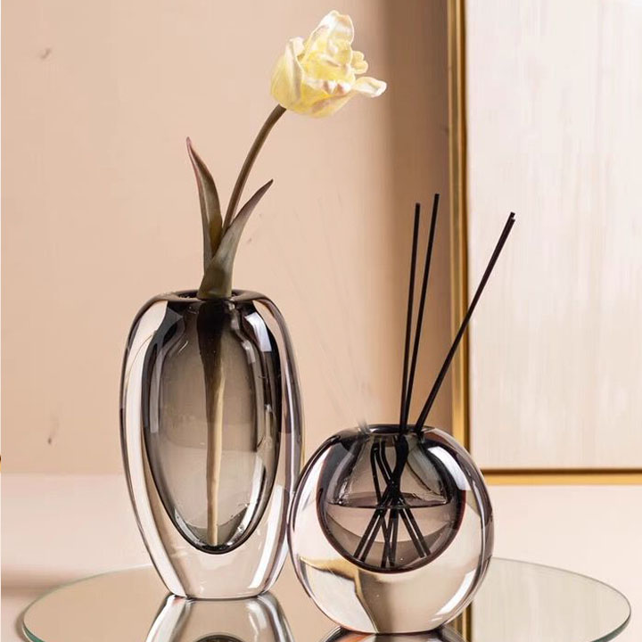 现代简约轻奢琉璃玻璃花瓶插花创意客厅花器样板间软装饰桌面摆件