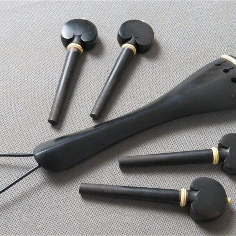 一套高档4/4大绳琴乌木配件,尾轴/弦钮,拉弦板,琴提,微调