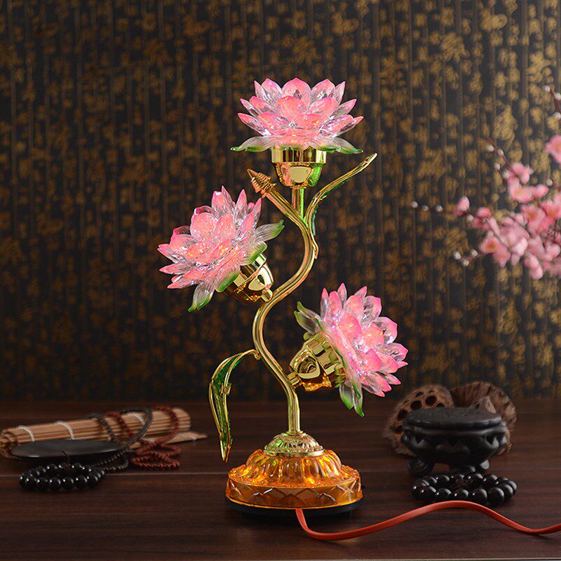 七彩三品琉璃莲花灯佛供灯佛前长明仙堂观音佛台