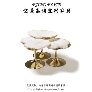 意式轻奢异形雪花石组合茶几不规则大理石高低组合咖啡桌边几