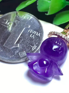 紫晶天使吊坠生日礼物轻奢项链银锁骨链合成紫水晶吊坠送女朋友