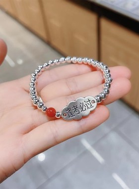 学生逢考必过编织纯银手链999手饰高中生复古民族风银饰送礼物