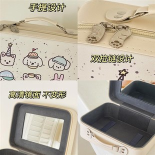 可爱化妆包女小众随身手提箱大容量带镜子化妆箱便携式旅行收纳包