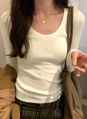 秋冬装孕妇装打底衫中长款大码弹力紧身u领长袖显瘦孕妇上衣潮女