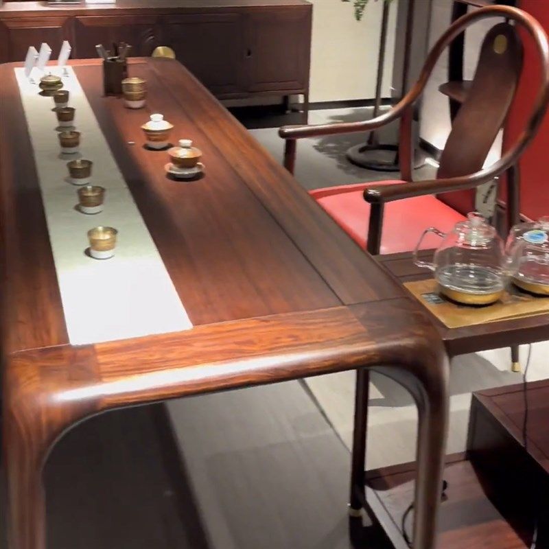 新中式乌金木禅意茶桌椅组合简约现代功夫实木茶几客厅茶台一体,住宅家具,家用茶台/茶桌,淘宝优惠券,粉丝福利购,淘宝优惠卷